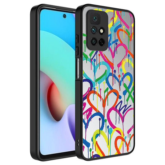 Xiaomi Redmi 10 Kılıf Aynalı Desenli Kamera Korumalı Parlak Zore Mirror Kapak Kalp