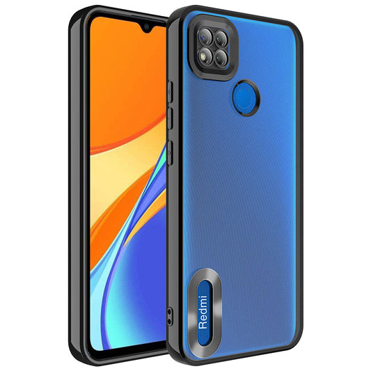 Xiaomi Redmi 10A Kılıf Kamera Korumalı Logo Gösteren Zore Omega Kapak Siyah