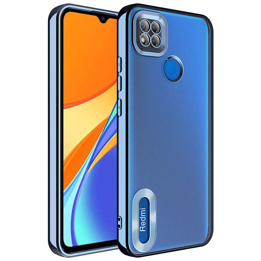 Xiaomi Redmi 10A Kılıf Kamera Korumalı Logo Gösteren Zore Omega Kapak Sierra Mavi