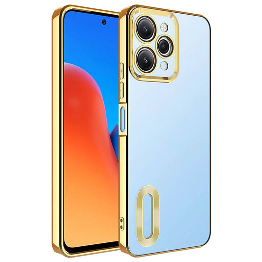 Xiaomi Redmi 12 Kılıf Kamera Korumalı Logo Gösteren Zore Omega Kapak Gold