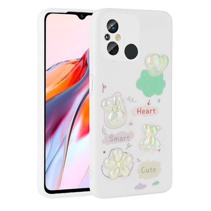 Xiaomi Redmi 12C Kılıf Kabartma Figürlü Parlak Zore Toys Silikon Kapak Beyaz