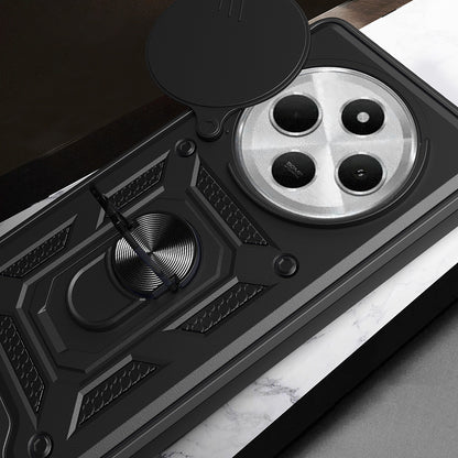 Xiaomi Redmi 14C 4G Kılıf Magnetik Standlı Kamera Korumalı Zore Sürgülü Vega Kapak Siyah