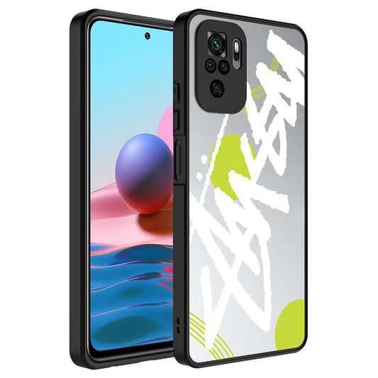 Xiaomi Redmi Note 10 Kılıf Aynalı Desenli Kamera Korumalı Parlak Zore Mirror Kapak Yazı