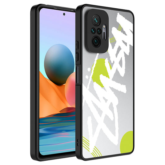 Xiaomi Redmi Note 10 Pro Kılıf Aynalı Desenli Kamera Korumalı Parlak Zore Mirror Kapak Yazı