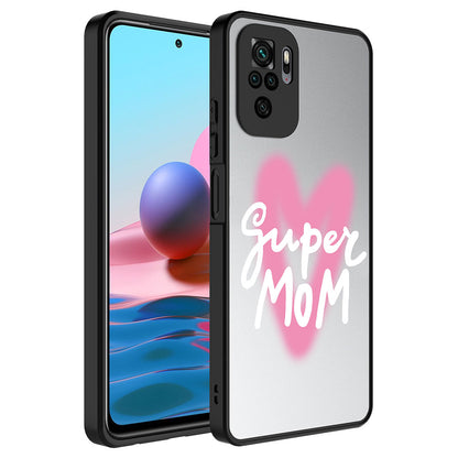 Xiaomi Redmi Note 10S Kılıf Aynalı Desenli Kamera Korumalı Parlak Zore Mirror Kapak Süper Anne