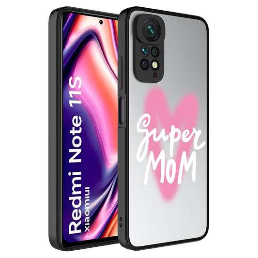 Xiaomi Redmi Note 11 Global Kılıf Aynalı Desenli Kamera Korumalı Parlak Zore Mirror Kapak Süper Anne