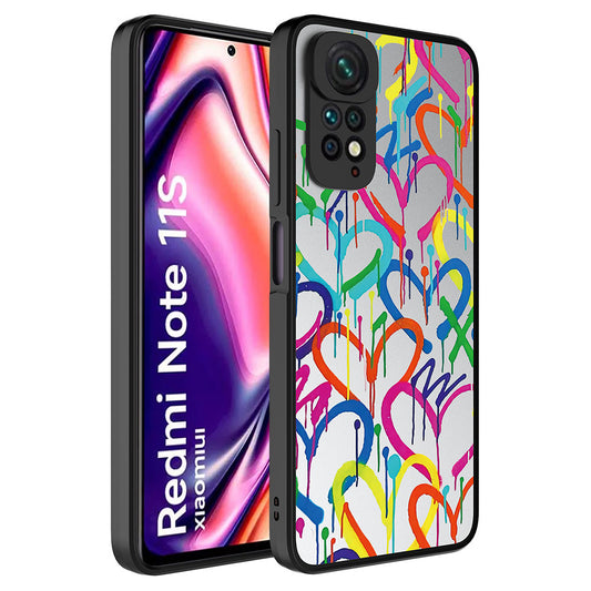 Xiaomi Redmi Note 11 Global Kılıf Aynalı Desenli Kamera Korumalı Parlak Zore Mirror Kapak Kalp