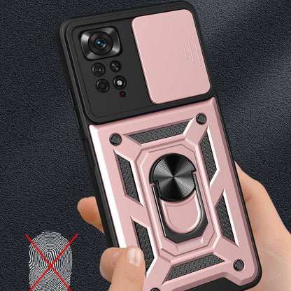 Xiaomi Redmi Note 11 Pro 4G Kılıf Magnetik Standlı Kamera Korumalı Zore Sürgülü Vega Kapak Mavi