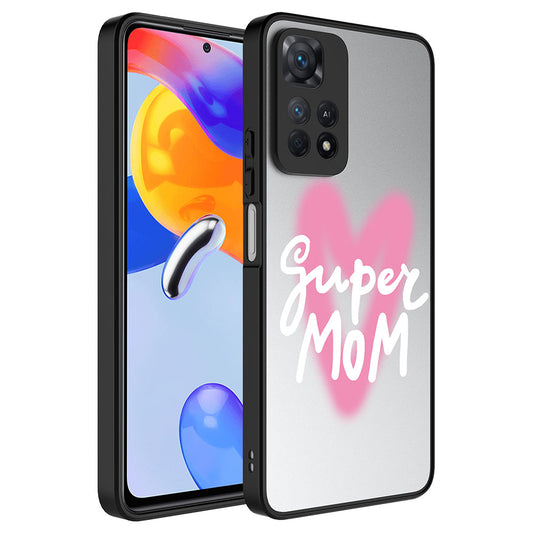 Xiaomi Redmi Note 11 Pro 5G Kılıf Aynalı Desenli Kamera Korumalı Parlak Zore Mirror Kapak Süper Anne