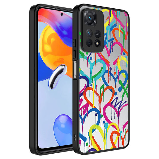 Xiaomi Redmi Note 11 Pro 5G Kılıf Aynalı Desenli Kamera Korumalı Parlak Zore Mirror Kapak Kalp