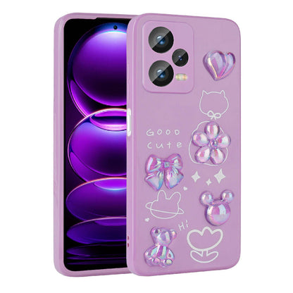 Xiaomi Redmi Note 12 4G Kılıf Kabartma Figürlü Parlak Zore Toys Silikon Kapak Açık Yeşil