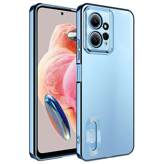 Xiaomi Redmi Note 12 4G Kılıf Kamera Korumalı Logo Gösteren Zore Omega Kapak Sierra Mavi