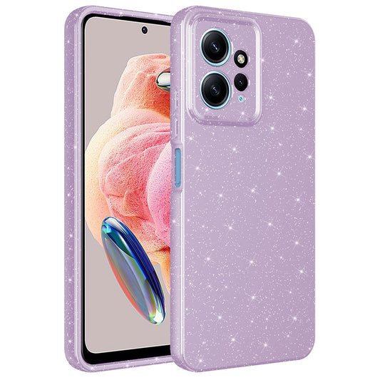 Xiaomi Redmi Note 12 4G Kılıf Kamera Korumalı Simli Lüks Zore Koton Kapak Lila