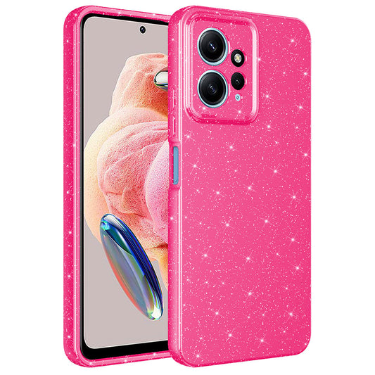 Xiaomi Redmi Note 12 4G Kılıf Kamera Korumalı Simli Lüks Zore Koton Kapak Pembe Koyu