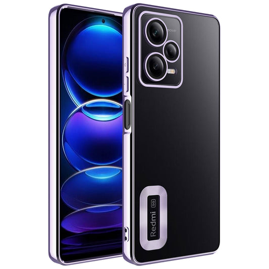 Xiaomi Redmi Note 12 5G Kılıf Kamera Korumalı Logo Gösteren Zore Omega Kapak Lila