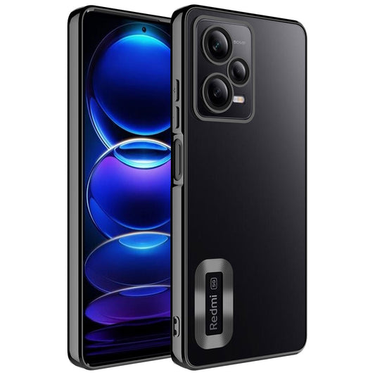 Xiaomi Redmi Note 12 5G Kılıf Kamera Korumalı Logo Gösteren Zore Omega Kapak Siyah