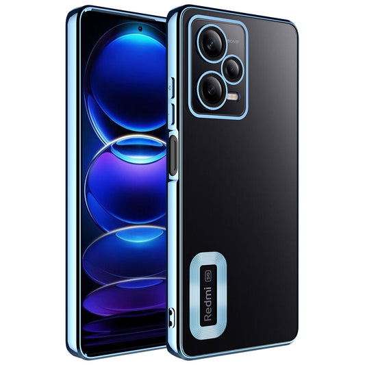 Xiaomi Redmi Note 12 5G Kılıf Kamera Korumalı Logo Gösteren Zore Omega Kapak Sierra Mavi