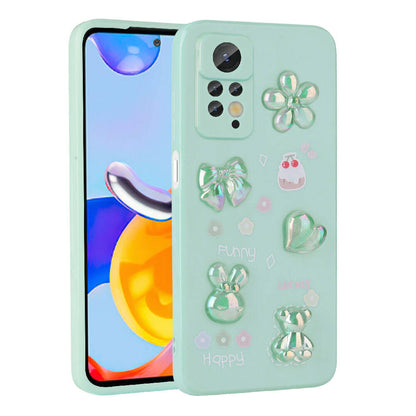 Xiaomi Redmi Note 12 Pro 4G Kılıf Kabartma Figürlü Parlak Zore Toys Silikon Kapak Açık Yeşil