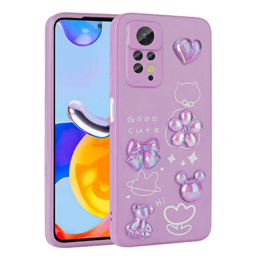 Xiaomi Redmi Note 12 Pro 4G Kılıf Kabartma Figürlü Parlak Zore Toys Silikon Kapak Mor