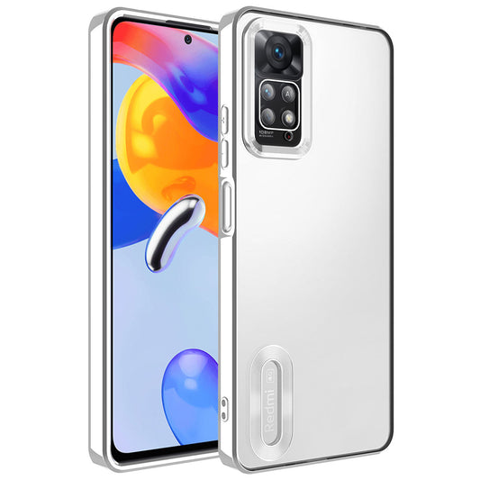 Xiaomi Redmi Note 12 Pro 4G Kılıf Kamera Korumalı Logo Gösteren Zore Omega Kapak Gümüş