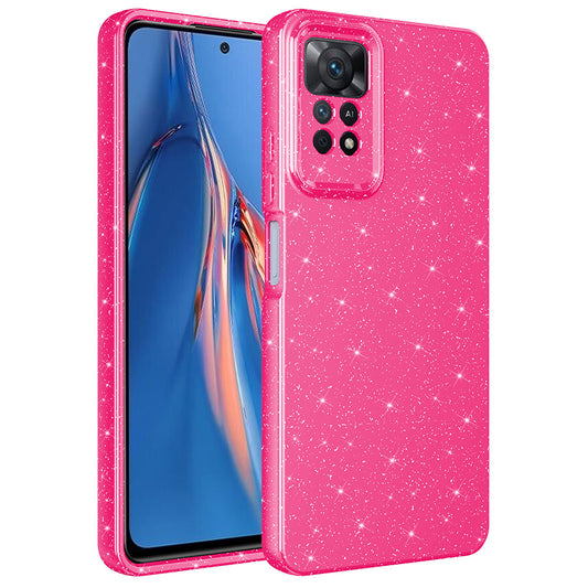 Xiaomi Redmi Note 12 Pro 4G Kılıf Kamera Korumalı Simli Lüks Zore Koton Kapak Pembe Koyu
