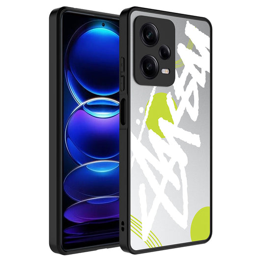 Xiaomi Redmi Note 12 Pro 5G Kılıf Aynalı Desenli Kamera Korumalı Parlak Zore Mirror Kapak Yazı