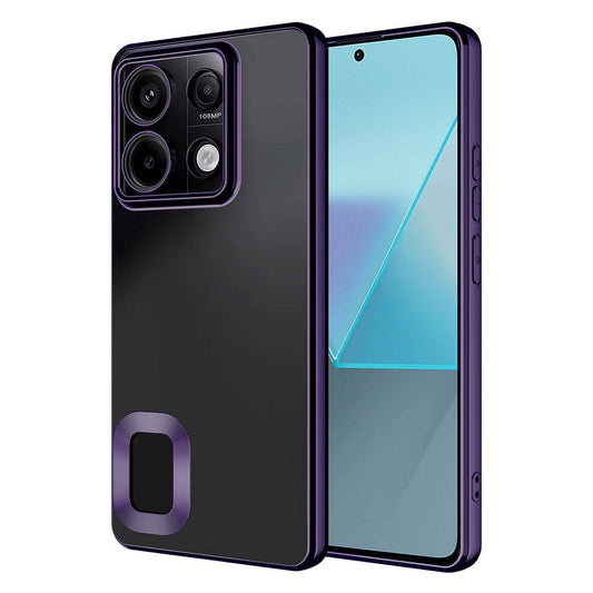 Xiaomi Redmi Note 13 4G Kılıf Kamera Korumalı Logo Gösteren Zore Omega Kapak Derin Mor