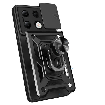 Xiaomi Redmi Note 13 4G Kılıf Magnetik Standlı Kamera Korumalı Zore Sürgülü Vega Kapak Siyah
