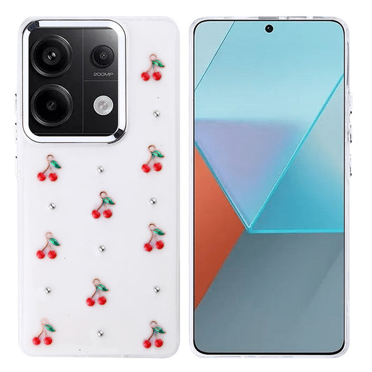 Xiaomi Redmi Note 13 Pro 4G Kılıf Airbag Tasarımlı Simli Şeffaf Zore Kutup Kapak Kiraz