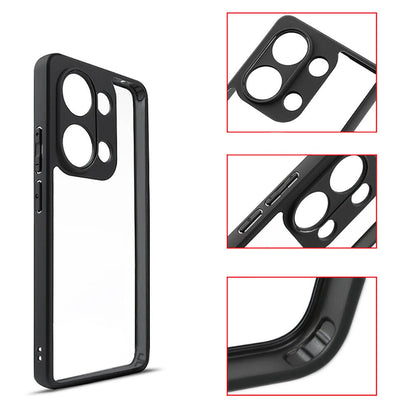 Xiaomi Redmi Note 13 Pro 4G Kılıf Kamera Korumalı Şeffaf Arka Yüzey Zore New Roll Kapak Siyah