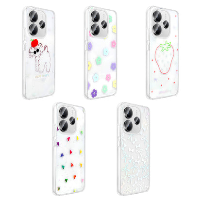 Xiaomi Redmi Note 14 4G Kılıf Şeffaf Figürlü Zore Folk Sert Kapak Kalp