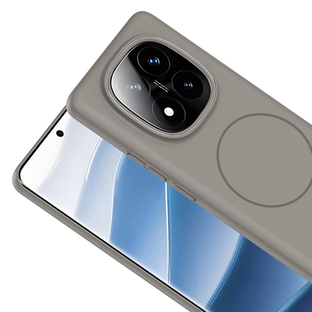 Xiaomi Redmi Note 14 Pro Plus Kılıf Magsafe Şarj Özellikli Zore Ruby Sert Kapak Gri