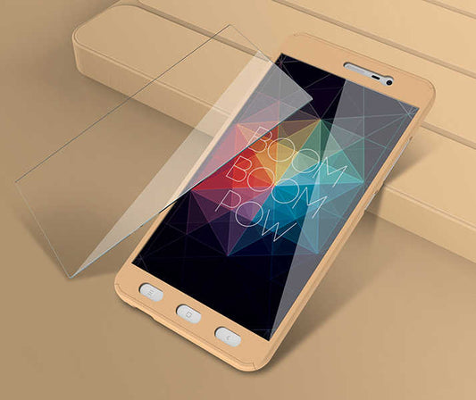 Xiaomi Redmi Note 4X Kılıf Zore 360 3 Parçalı Rubber Kapak Gold