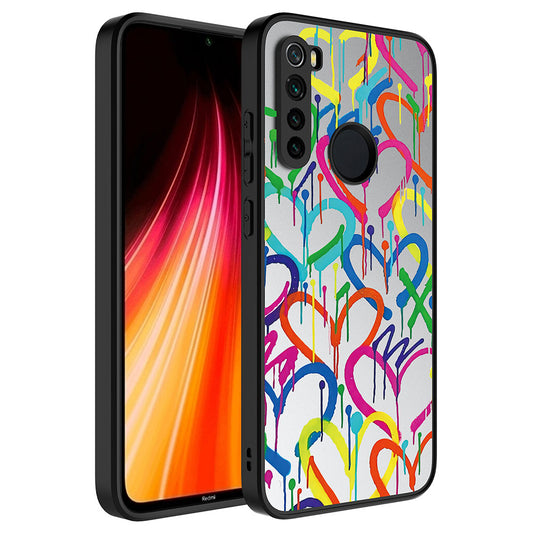Xiaomi Redmi Note 8 Kılıf Aynalı Desenli Kamera Korumalı Parlak Zore Mirror Kapak Kalp