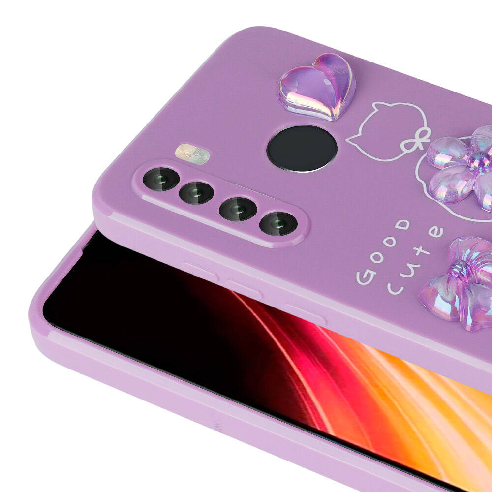 Xiaomi Redmi Note 8 Kılıf Kabartma Figürlü Parlak Zore Toys Silikon Kapak Açık Yeşil