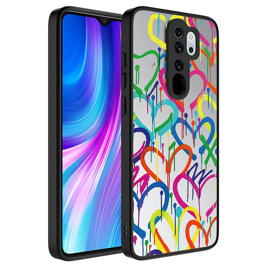 Xiaomi Redmi Note 8 Pro Kılıf Aynalı Desenli Kamera Korumalı Parlak Zore Mirror Kapak Kalp