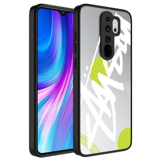 Xiaomi Redmi Note 8 Pro Kılıf Aynalı Desenli Kamera Korumalı Parlak Zore Mirror Kapak Yazı