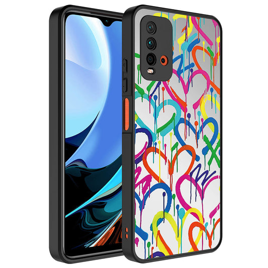 Xiaomi Redmi Note 9 4G Kılıf Aynalı Desenli Kamera Korumalı Parlak Zore Mirror Kapak Kalp