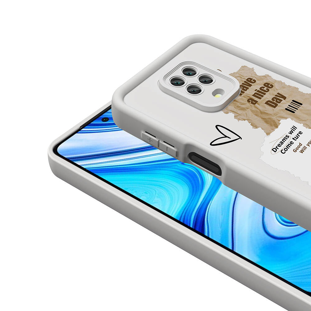 Xiaomi Redmi Note 9S Kılıf Kamera Korumalı Baskılı Arka Yüzey Zore Klas Kapak Açık Kahve