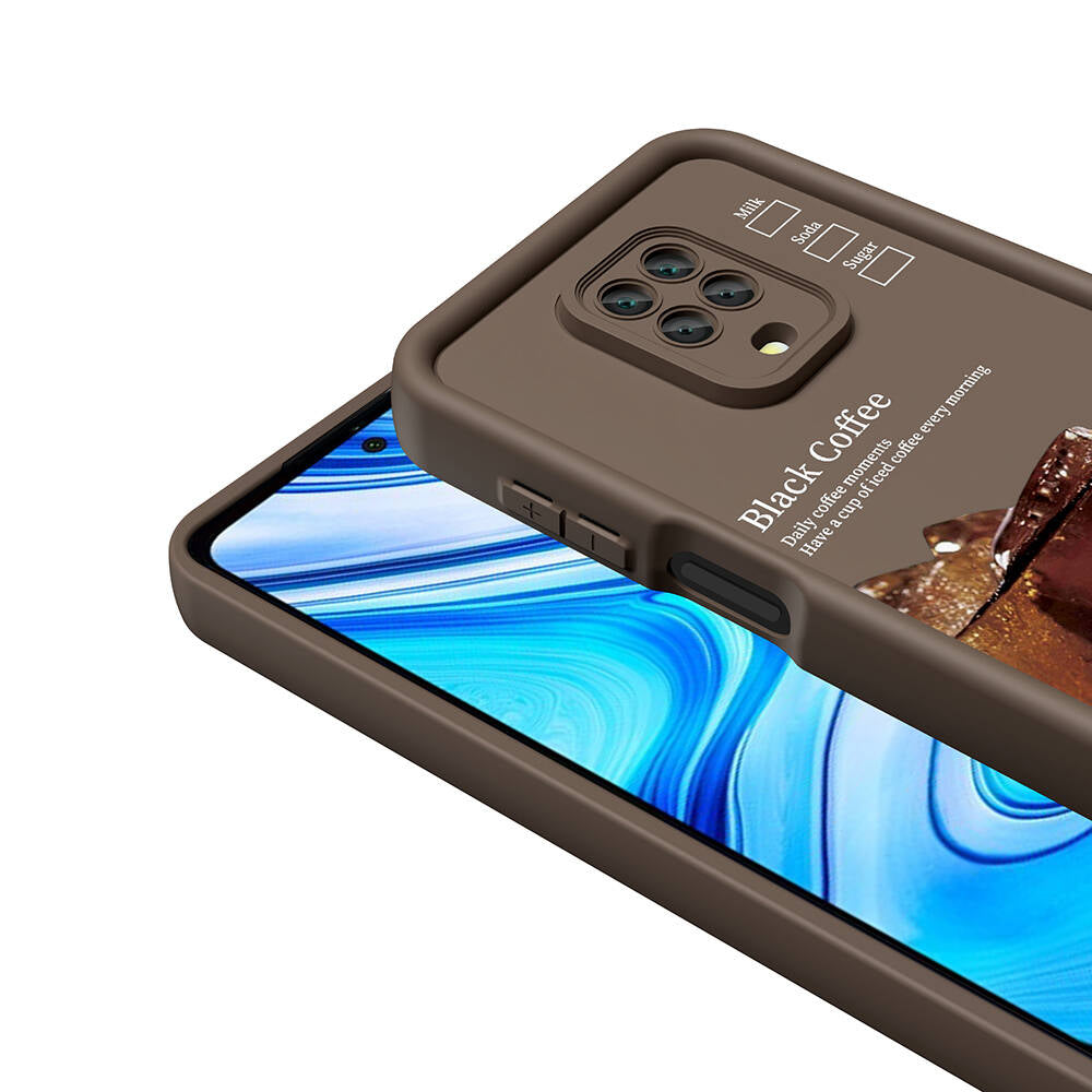 Xiaomi Redmi Note 9S Kılıf Kamera Korumalı Baskılı Arka Yüzey Zore Klas Kapak Açık Kahve