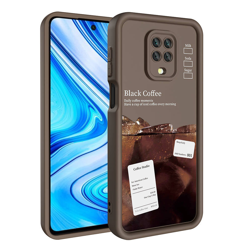 Xiaomi Redmi Note 9S Kılıf Kamera Korumalı Baskılı Arka Yüzey Zore Klas Kapak Açık Kahve