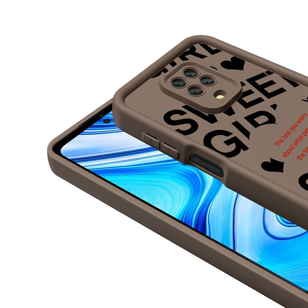 Xiaomi Redmi Note 9S Kılıf Kamera Korumalı Baskılı Arka Yüzey Zore Klas Kapak Açık Kahve