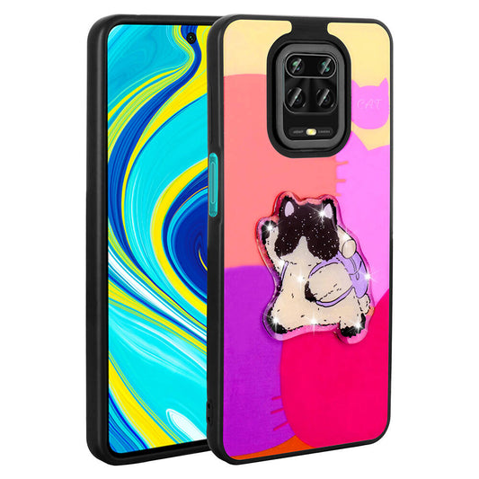 Xiaomi Redmi Note 9S Kılıf Parlayan Kabartmalı İkonik Figürlü Zore Amas Silikon Kapak Mor