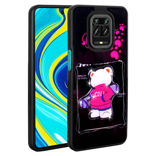 Xiaomi Redmi Note 9S Kılıf Parlayan Kabartmalı İkonik Figürlü Zore Amas Silikon Kapak Siyah
