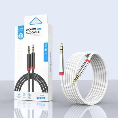 Zore AU-708 Örgü Tasarımlı Aux Audio Kablo 3.5mm 3m Beyaz