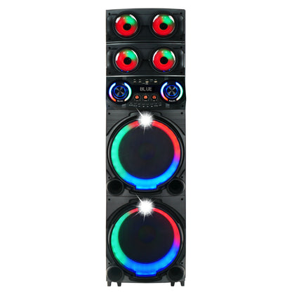 Zore GD-2126 Dijital LED Göstergeli FM Radyolu Mikrofonlu RGB TWS Çift 12 inç Stereo Bass Kablosuz Karaoke Hoparlör Siyah