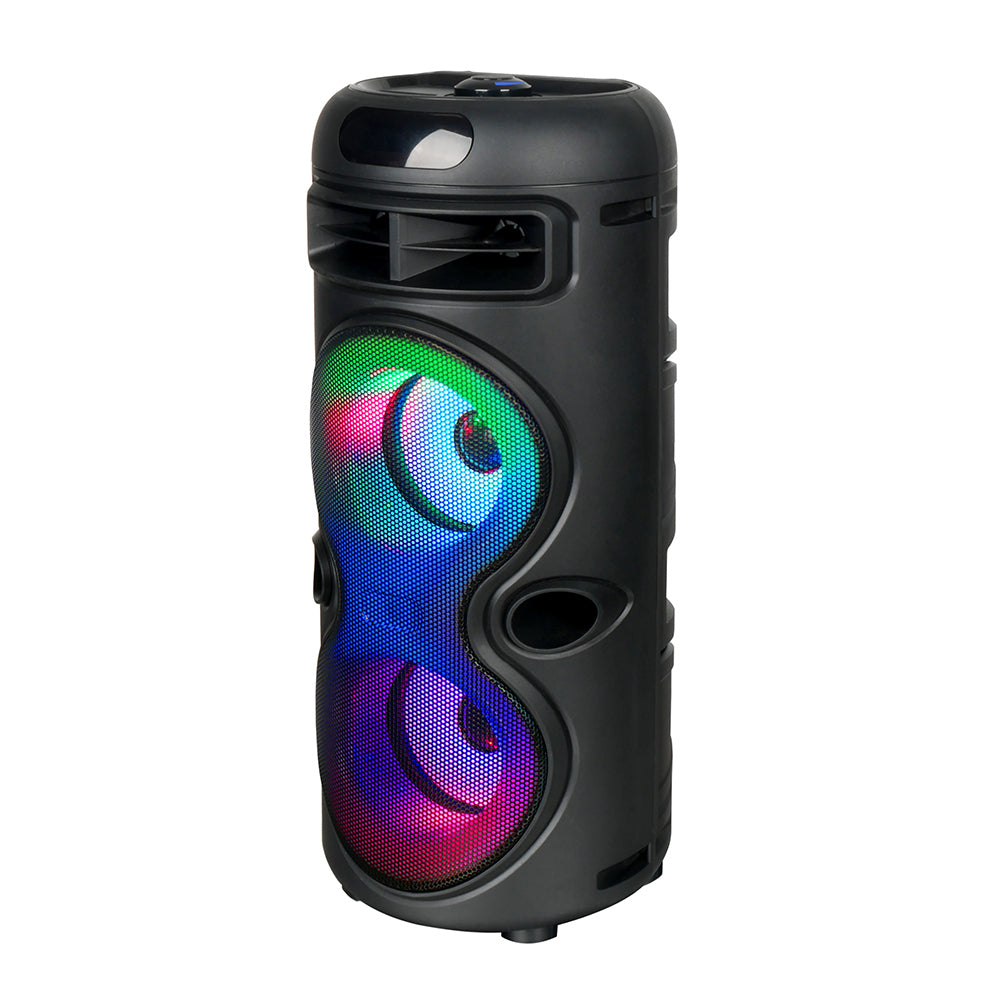 Zore GD-2402 Dijital LED Göstergeli FM Radyolu Mikrofonlu RGB TWS Çift 4 inç Stereo Bass Kablosuz Karaoke Hoparlör Siyah