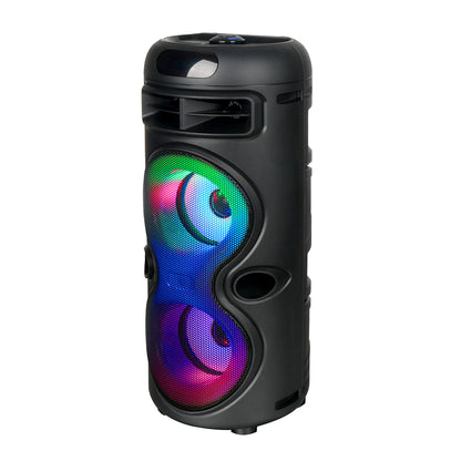 Zore GD-2402 Dijital LED Göstergeli FM Radyolu Mikrofonlu RGB TWS Çift 4 inç Stereo Bass Kablosuz Karaoke Hoparlör Siyah