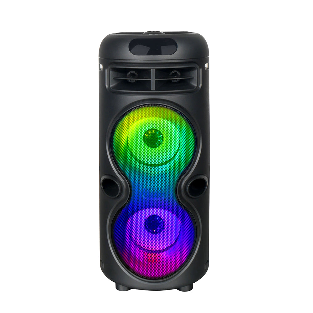 Zore GD-2402 Dijital LED Göstergeli FM Radyolu Mikrofonlu RGB TWS Çift 4 inç Stereo Bass Kablosuz Karaoke Hoparlör Siyah
