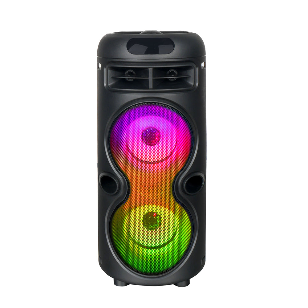 Zore GD-2402 Dijital LED Göstergeli FM Radyolu Mikrofonlu RGB TWS Çift 4 inç Stereo Bass Kablosuz Karaoke Hoparlör Siyah